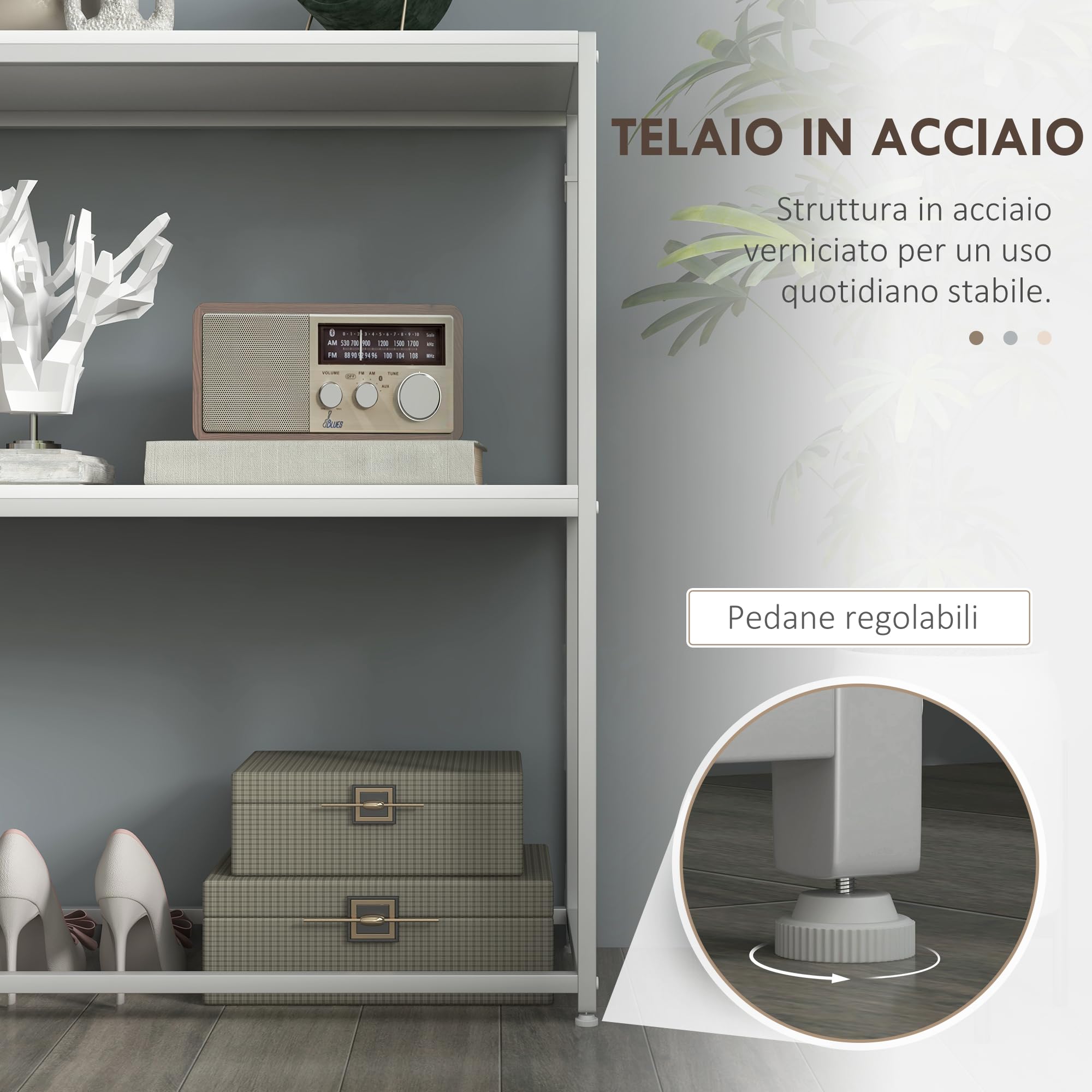 HOMCOM Tavolo Consolle Slim da Ingresso con Ripiano Aperto, Mobile Consolle in Acciaio e Truciolato, 100x30x87 cm, Bianco