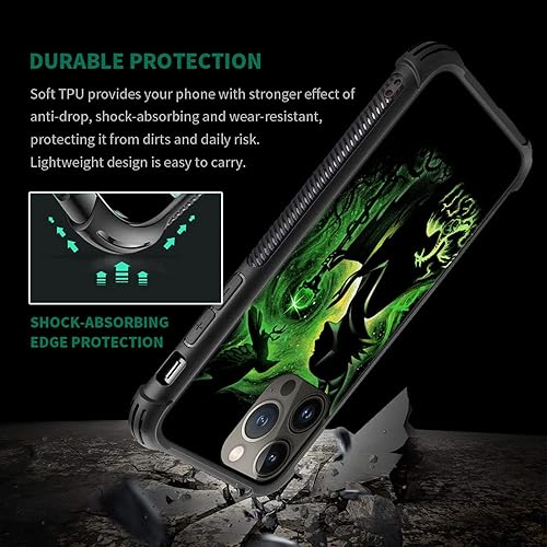 Miniatura 6 de CARLOCA Funda compatible con iPhone 13 Pro, diseño de dama mágica verde, ultra protección, a prueba de golpes, de silicona suave, TPU