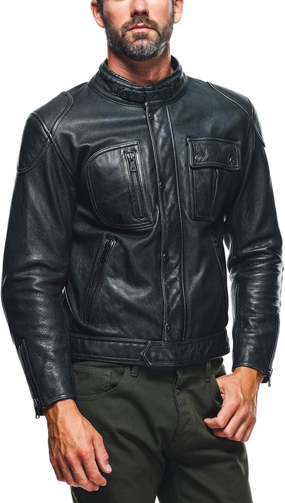 DAINESE Atlas Leather Jacket, Black, 34 : Amazon.co.uk: Automotive
