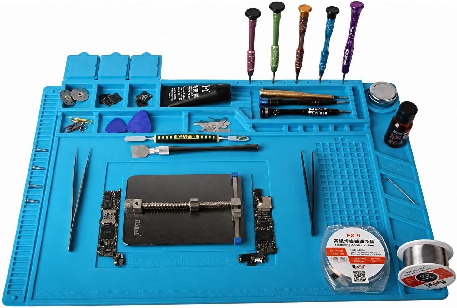 Rubik Silicone Repair Soldering Work Mat Heat Resistant Repairing Work Station Non-skid Insulation Desk Pad Mat S-160 Blue
