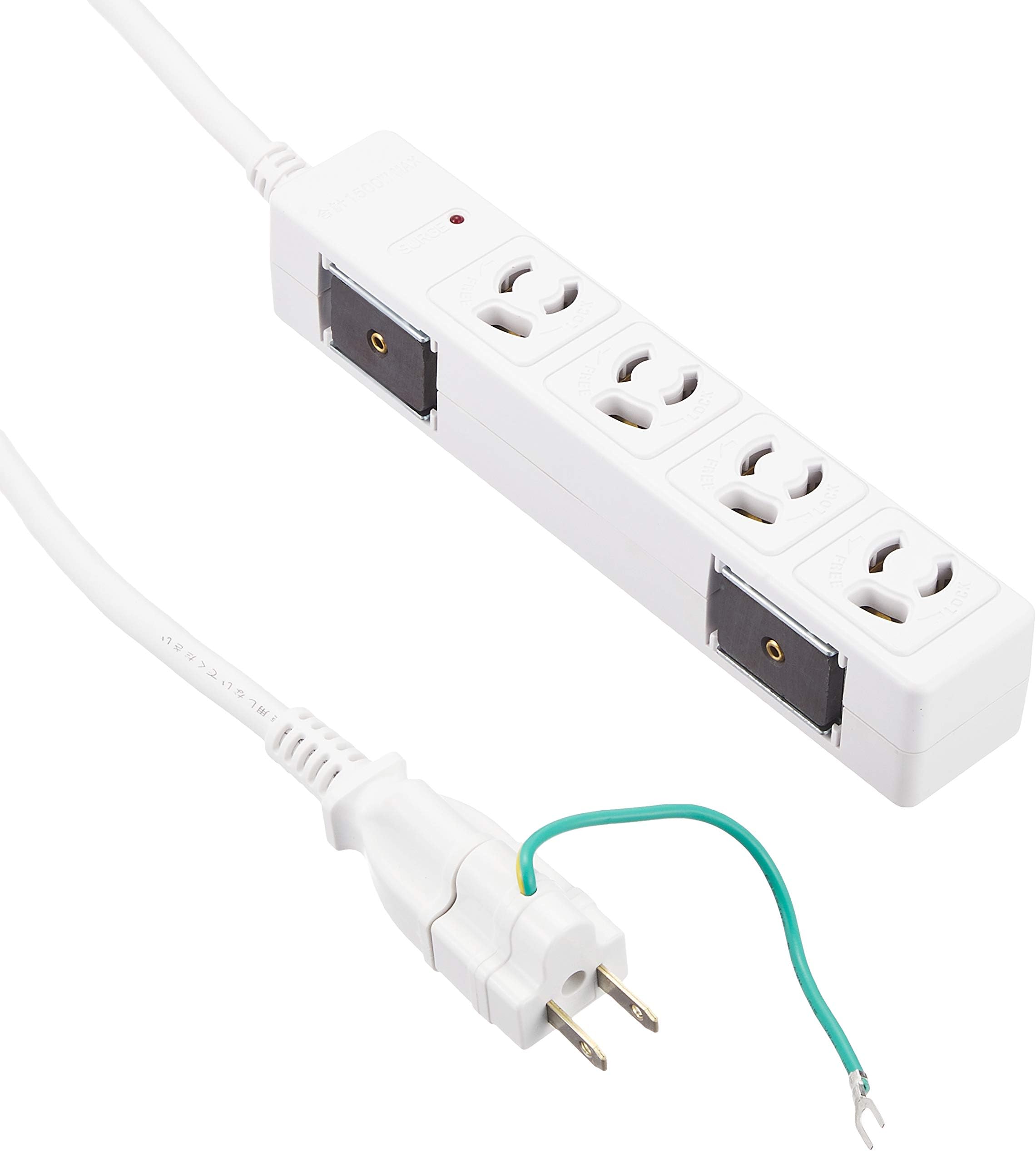 Buffalo BUFFALO 3-Pin Power Strip, 4 Outlets, Magnet, Lightning Surge Guard, 3m, White BSTAPMS3430WH