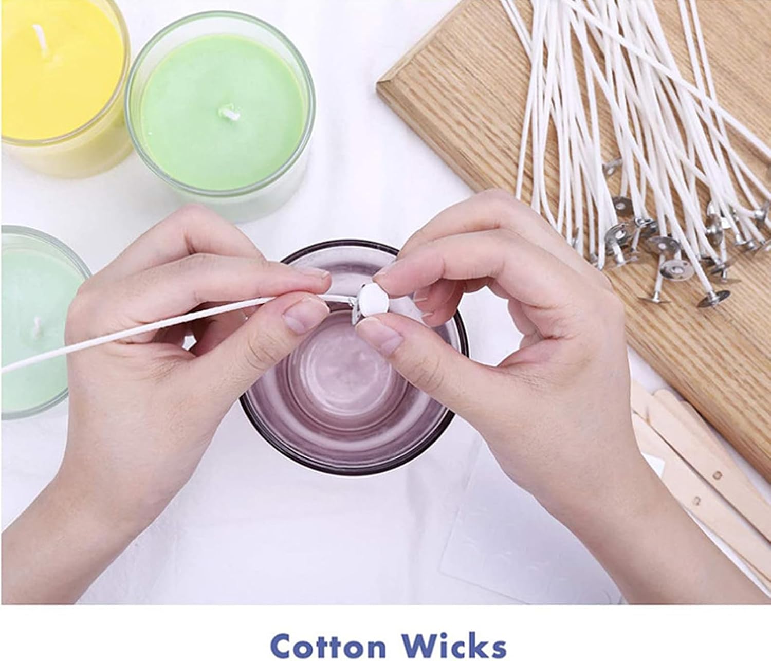 EXCEART Candle Making Kit 200Pcs Candle Mold Braided Wick Crafts DIY Candle Wicks Tealight Wicks Circle Stencil DIY Candle Mould Round Clear Candle Jars Cotton Candlewick Cups