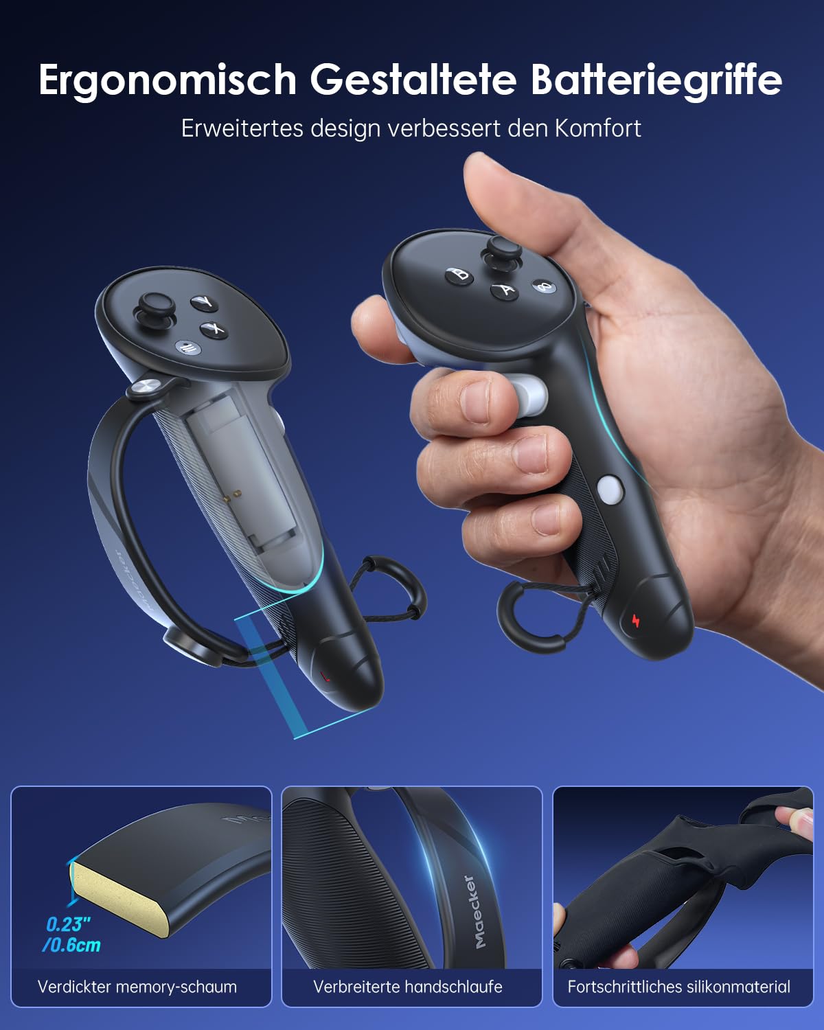 Charging Controller Grips für Quest 3S für Quest 3 Strap mit Wiederaufladbarem Akku für Quest 3S/3 Zubehör