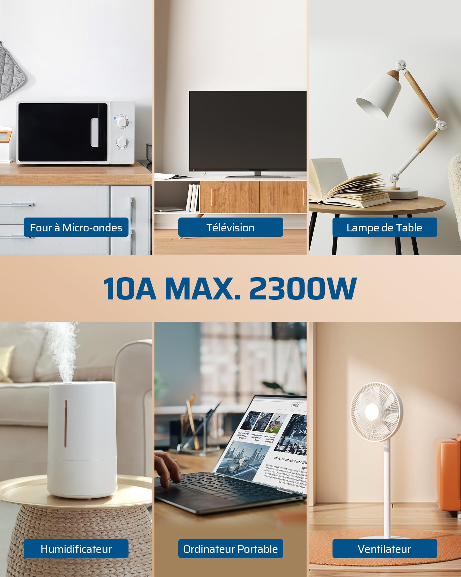 DEWENWILS Prises Sans Fil avec 2 Télécommandes, 10A 2300W, 5 Prises | Sans Câble Requis, Interrupteur Lumière Extensible pour Décoration de Fêtes, Portée 30 m, Préprogrammé, Blanc