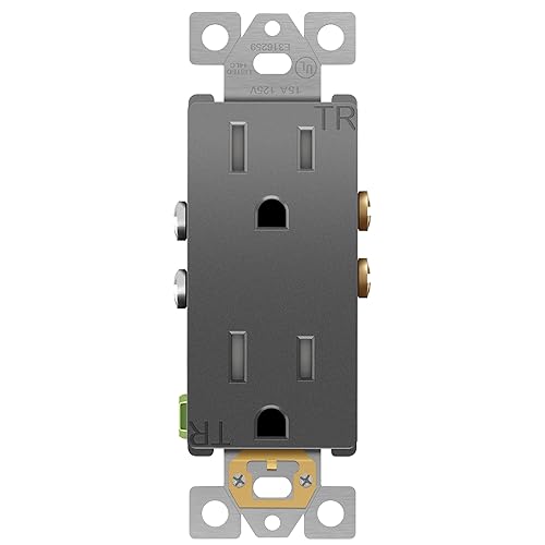 ENERLITES Receptáculo decorativo serie Elite, toma de pared segura para niños, resistente a manipulaciones, autoconexión a tierra, grado