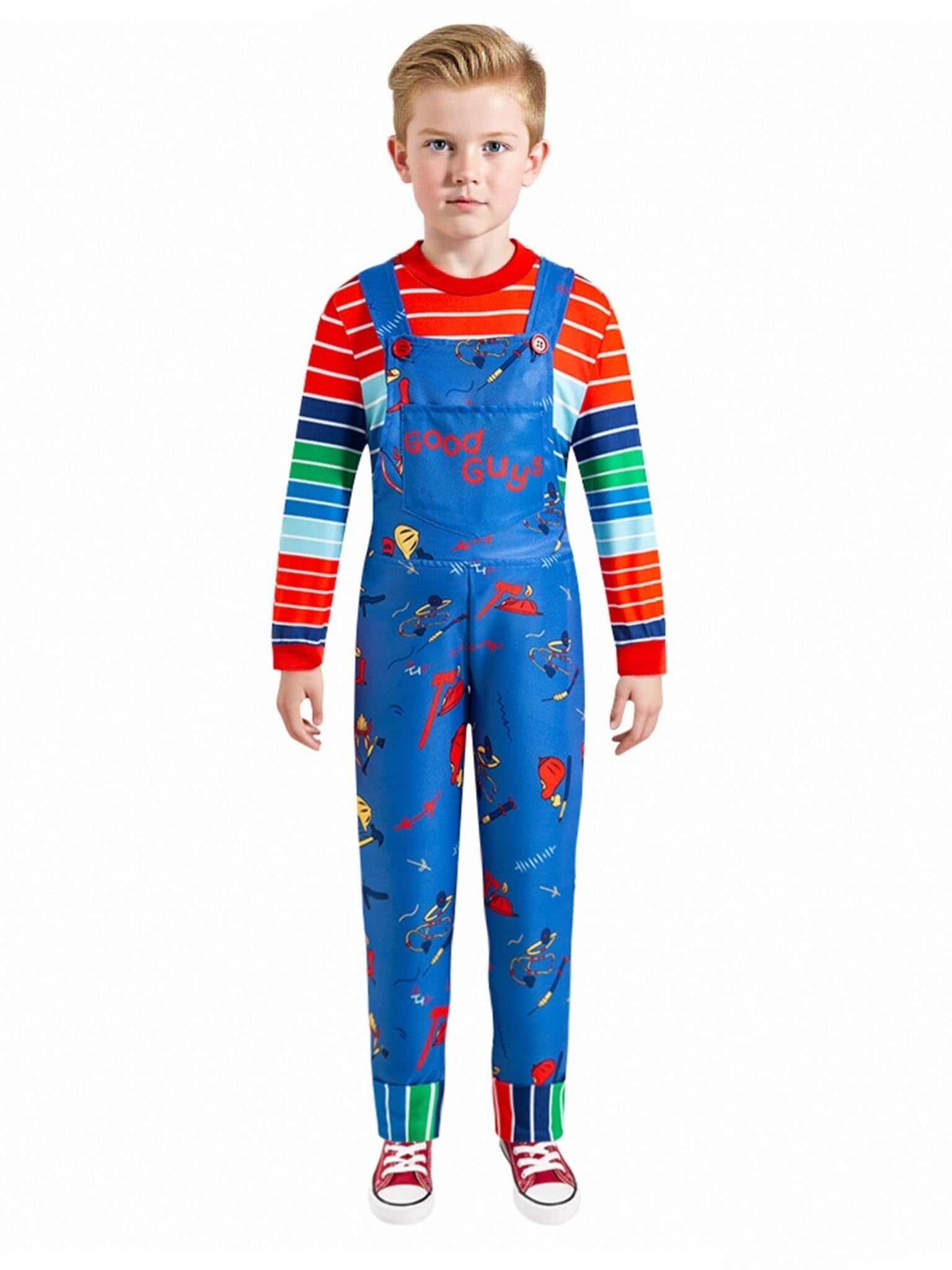 Okbebe Kids Halloween Killer Costume Boys Cosplay Classic Horror Movie Role Dress Up (Blue,8-9T)