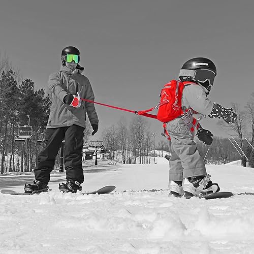 Miniatura 7 de MDXONE Arnés de snowboard para niños con correa retráctil y amortiguadores y arnés de asiento extraíble Azul