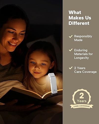 Miniatura 56 de 86lux Luz de libro, luz de lectura LED recargable con clip para uso en cama y noche, 3 temperaturas de color con atenuación continua, diseño de Oro