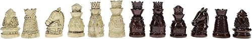 Miniatura 8 de WE Games Juego de ajedrez con temática medieval: tablero de ajedrez de madera con intrincadas piezas de ajedrez Polystone, juegos de ajedrez para