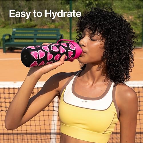 Miniatura 62 de ENCOOL Botella de agua aislada con popote, de acero inoxidable, a prueba de fugas, sin BPA, al vacío de doble pared que se mantiene fría durante 24