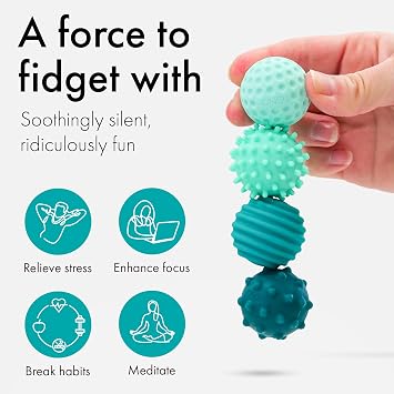 ONO Signets Silicone Magnetic Balls with Textured Dimples, Bumps, and Waves | Fun to Play with Fidget Toy for Adults | Help Relieve Stress, Anxiety, Tension (Turquoise, Set of 8)