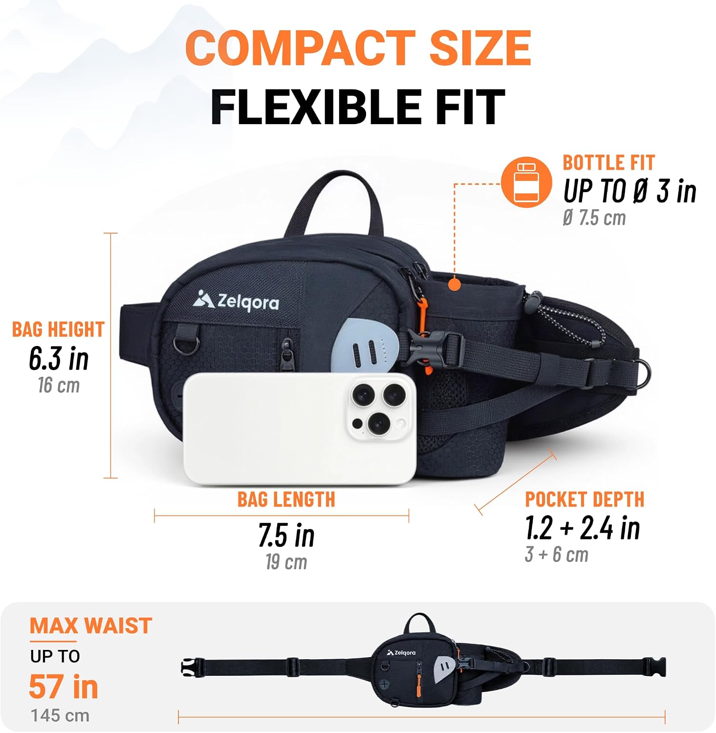 Dog Walking Bag with Treat Pouch and Water Bottle Holder (Black) image 3