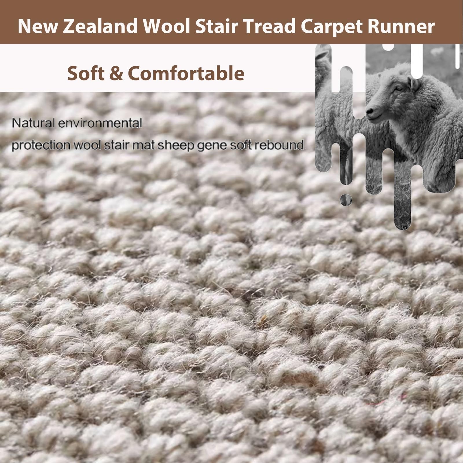 Tapis antidérapant pour marches en bois, tapis doux auto-adhésif, tapis d'intérieur lavable pour la sécurité et la protection des animaux domestiques
