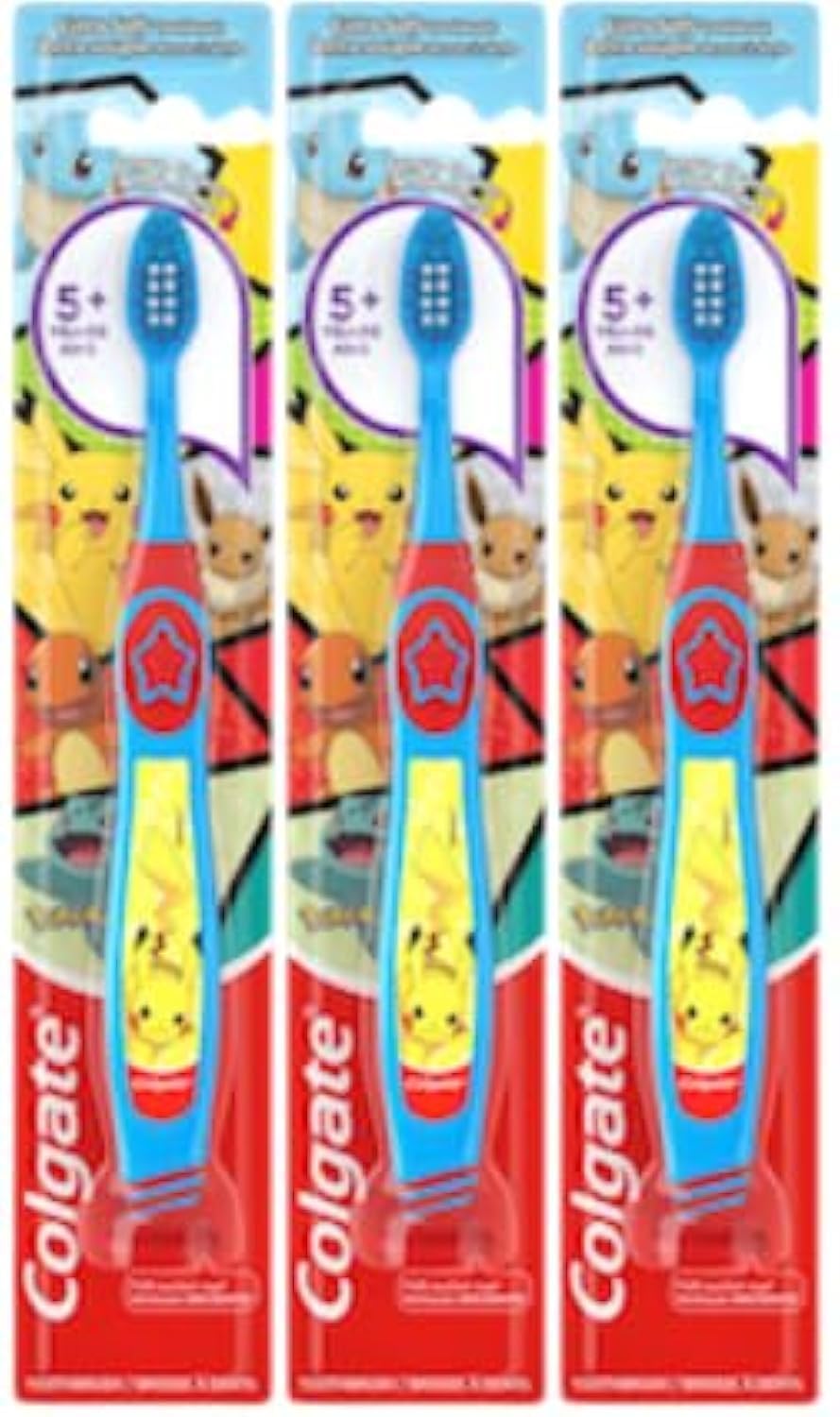 Colgate Pok mon Toothbrush with Suction Cup for Chiildren 5 Years Old Extra Soft Colors Characters Vary -