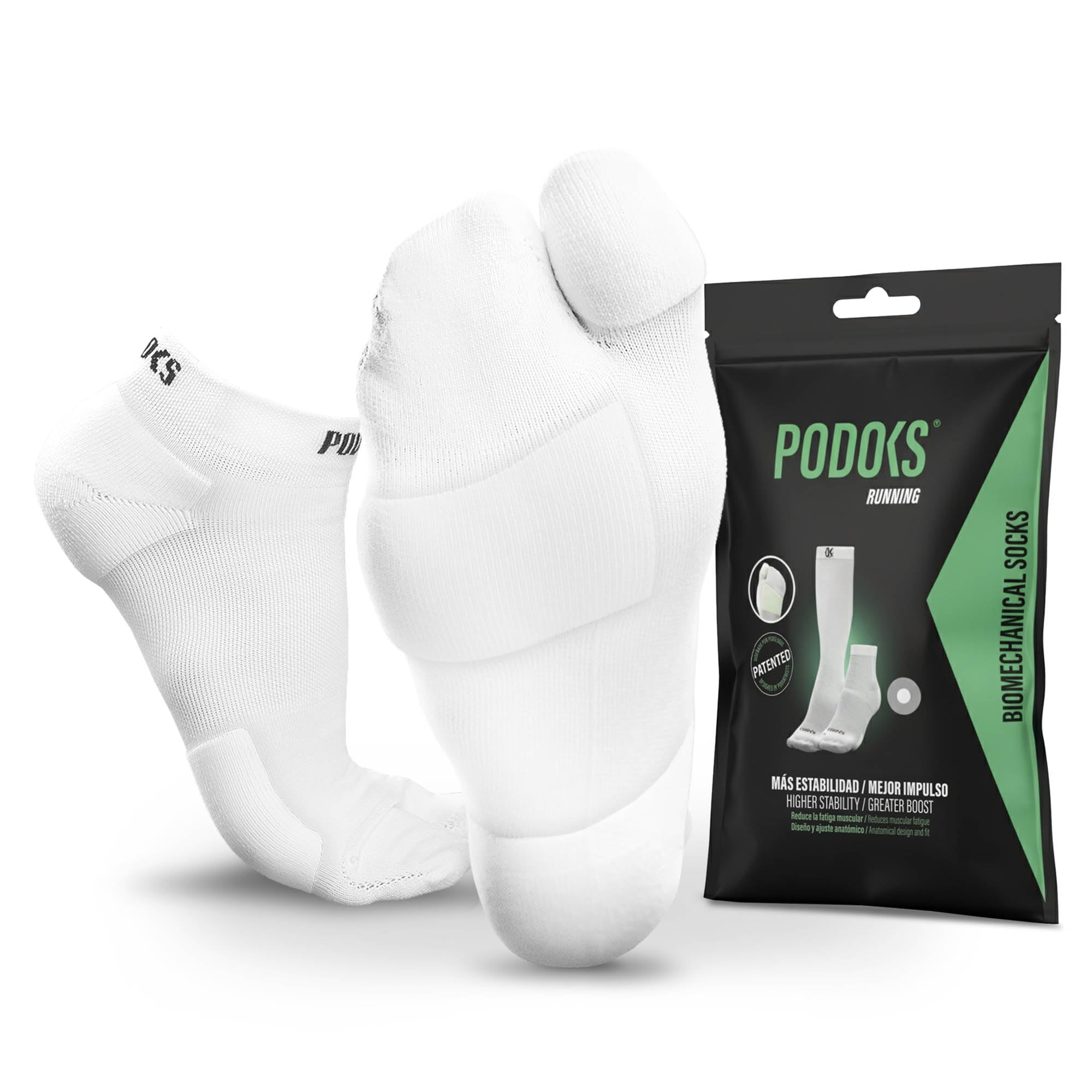Calcetines Running Tobilleros Hombre y Mujer | Compresión deportiva y almohadillado estratégico | Alivia Fascitis Plantar | Sirve para Padel, Crossfit, Trekking | Fabricados en España