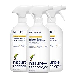 ATTITUDE Bathroom Cleaner Spray, EWG Verified, Plant-Based & Vegan, Safe for Bathroom Surfaces, Tiles, Tubs, Shower Walls, and Grout, Citrus Zest Scent, 27.1 Fl Oz (Pack of 3)