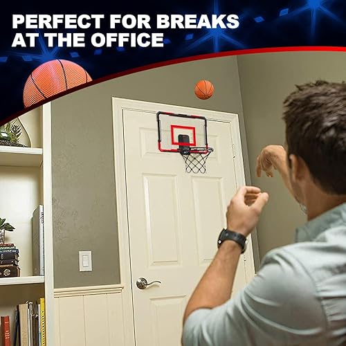 Miniatura 6 de TOY Life Aro de baloncesto sobre la puerta para niños, adolescentes y adultos, mini aro interior para habitación, oficina con 4 pelotas - Portería