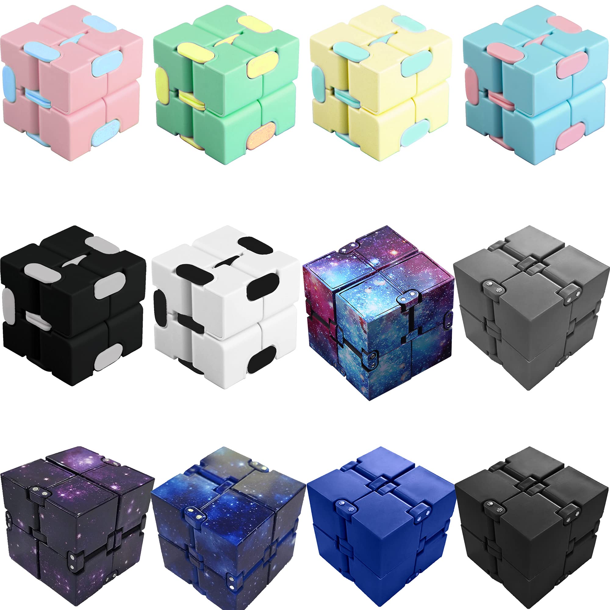 Rcanedny 12 Pieces Infinity Cube Fidget Toy Infinity Cube Infinite Magic Fidget Cool Mini Gadget Best for Stress and Anxiety Relief