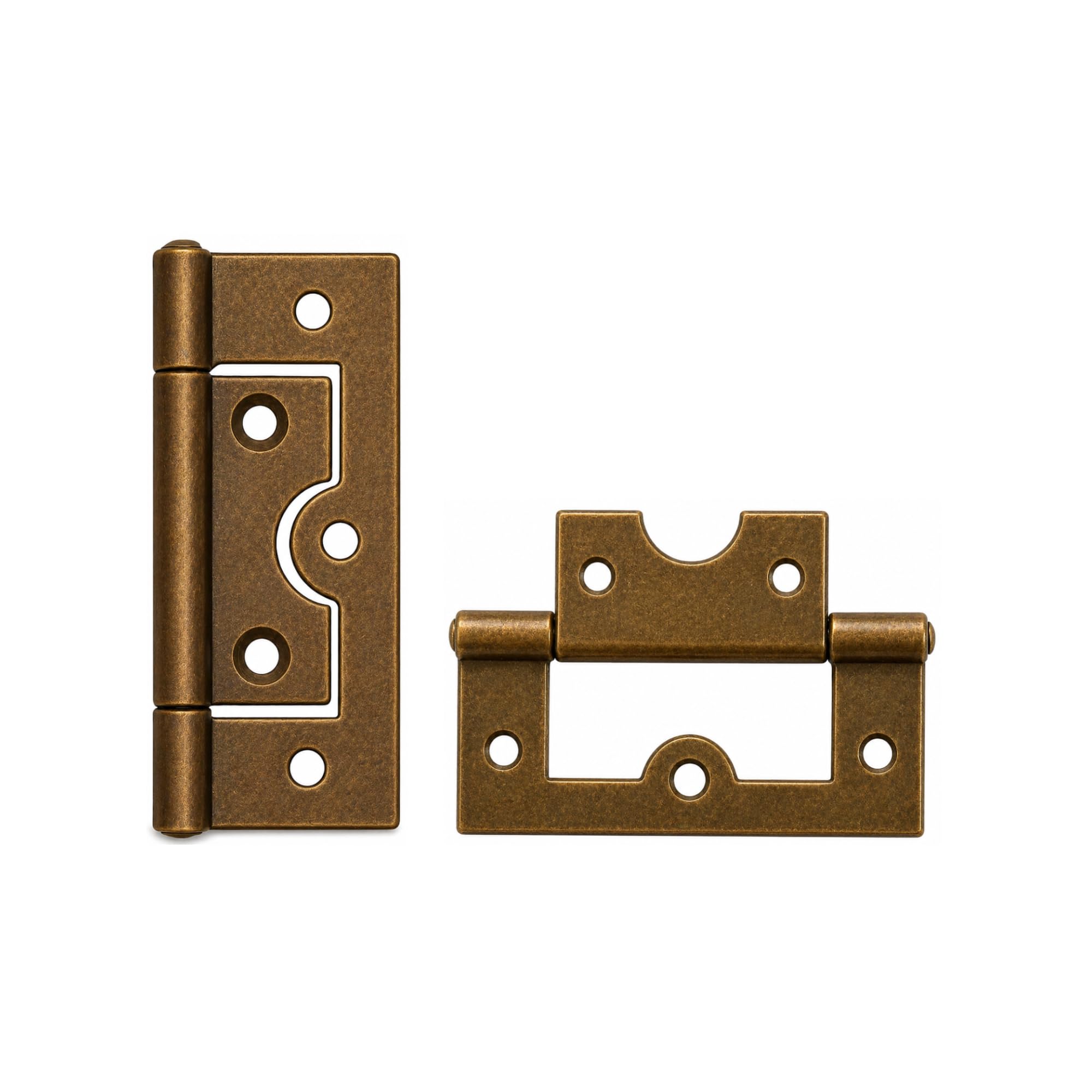 12 Pcs Flush Door Hinges Bronze 60mm (2.5 inch) Non-Mortise No Noise Bifold Door Hinges Plating for Cabinet Furniture Internal External Doors Cupboard Cabinets