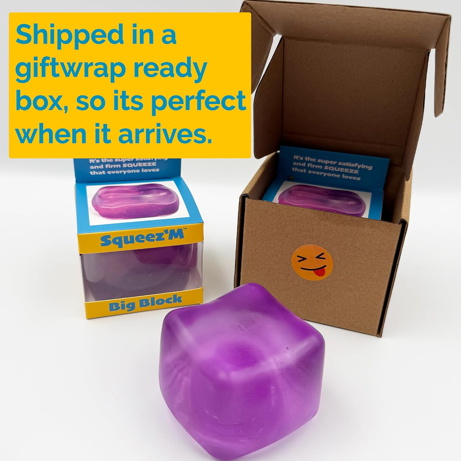 Premium Big Block Squeez'M Cube – 35% Larger Than The Standard Squishy Cube, Toy for Kids & Adults - Sensory Fidget for Stress Relief, Focus & Play – Colorful, Durable, Gift-Ready – ASTM Certified 3+