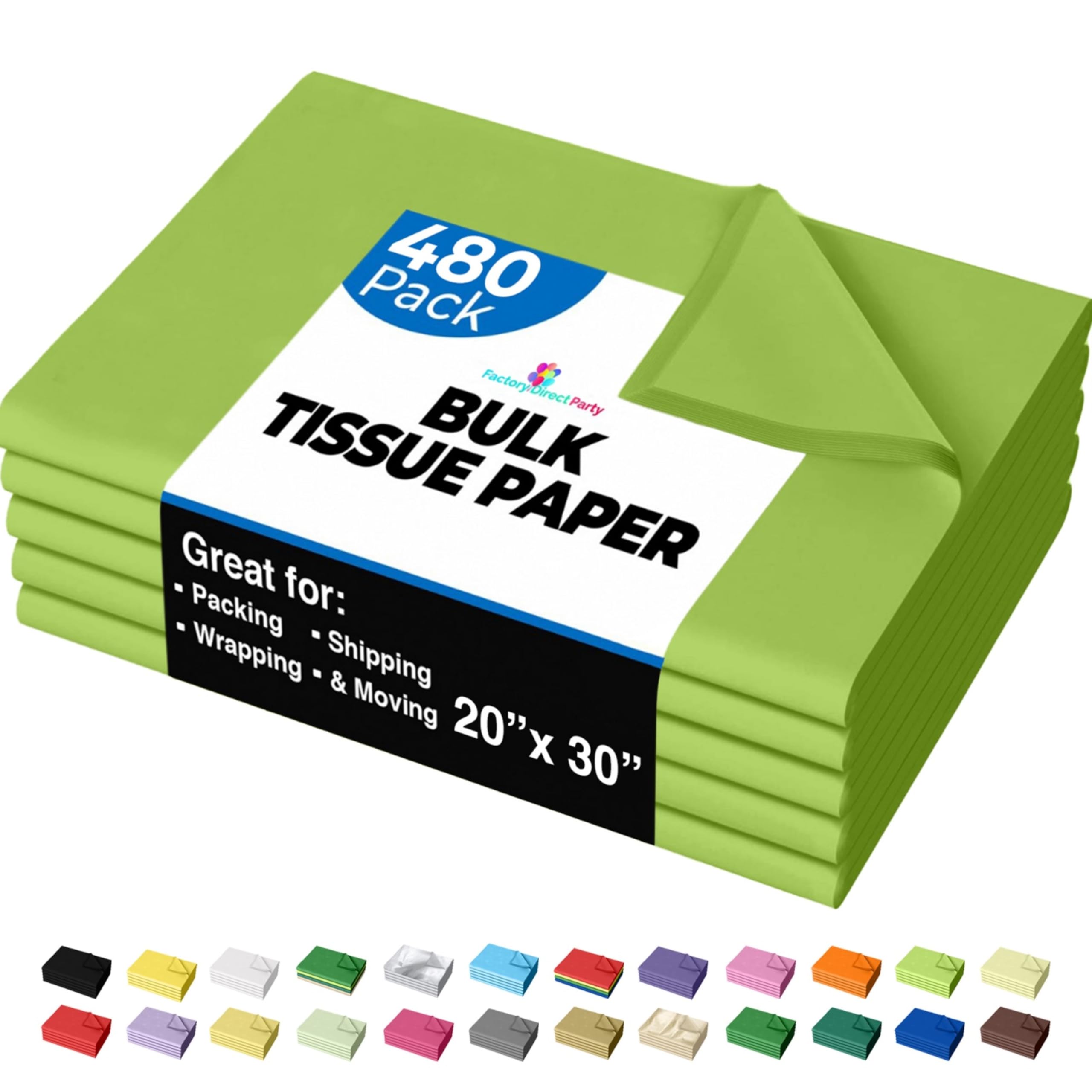 Crown Display Lime Green Tissue Paper for Gift Bags 20" X 30" 480 Sheets