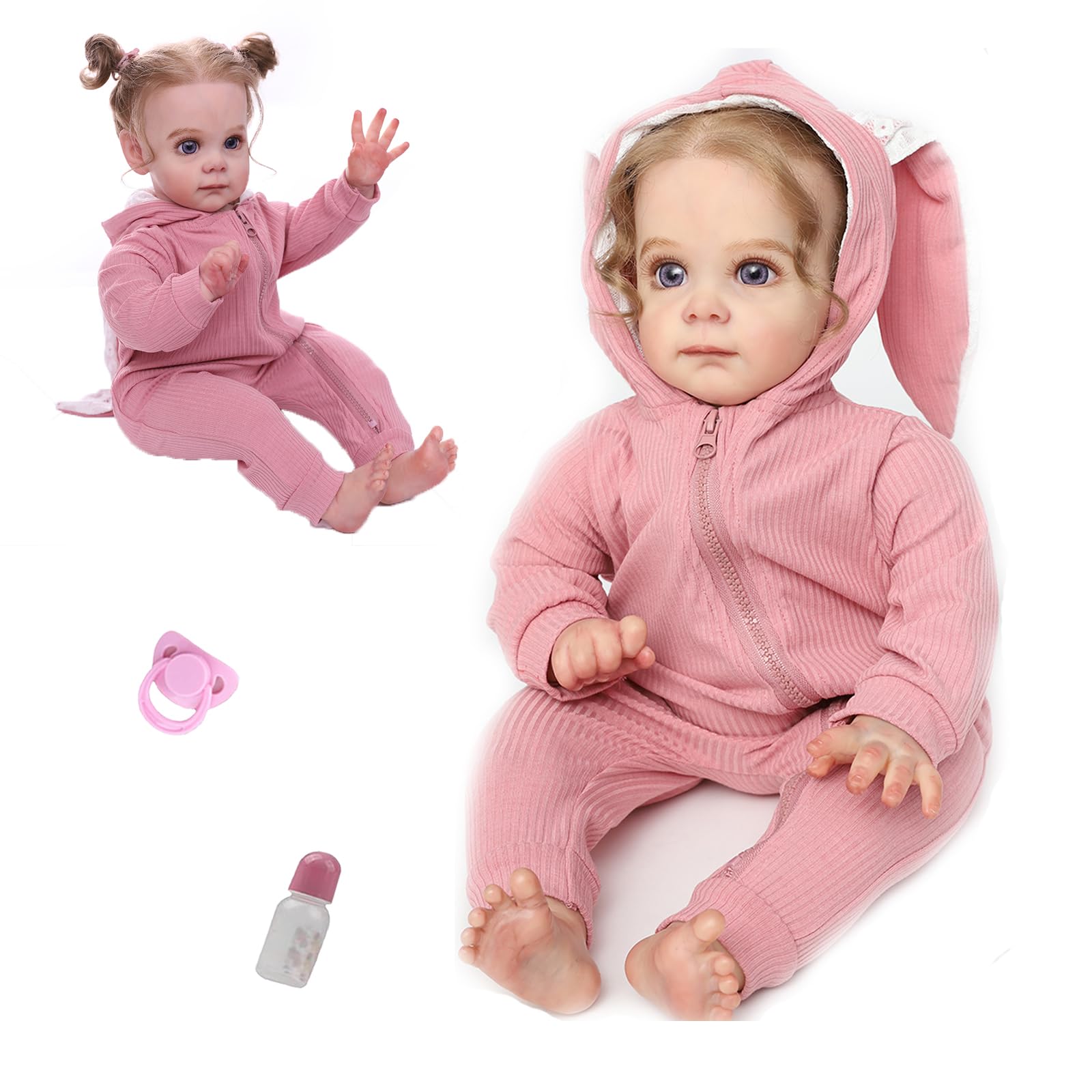 HUYRP Reborn Baby Girl Doll 24 Inch - 60cm Vinyl Baby Doll Cotton Body Realistic Newborn Baby Doll Gift