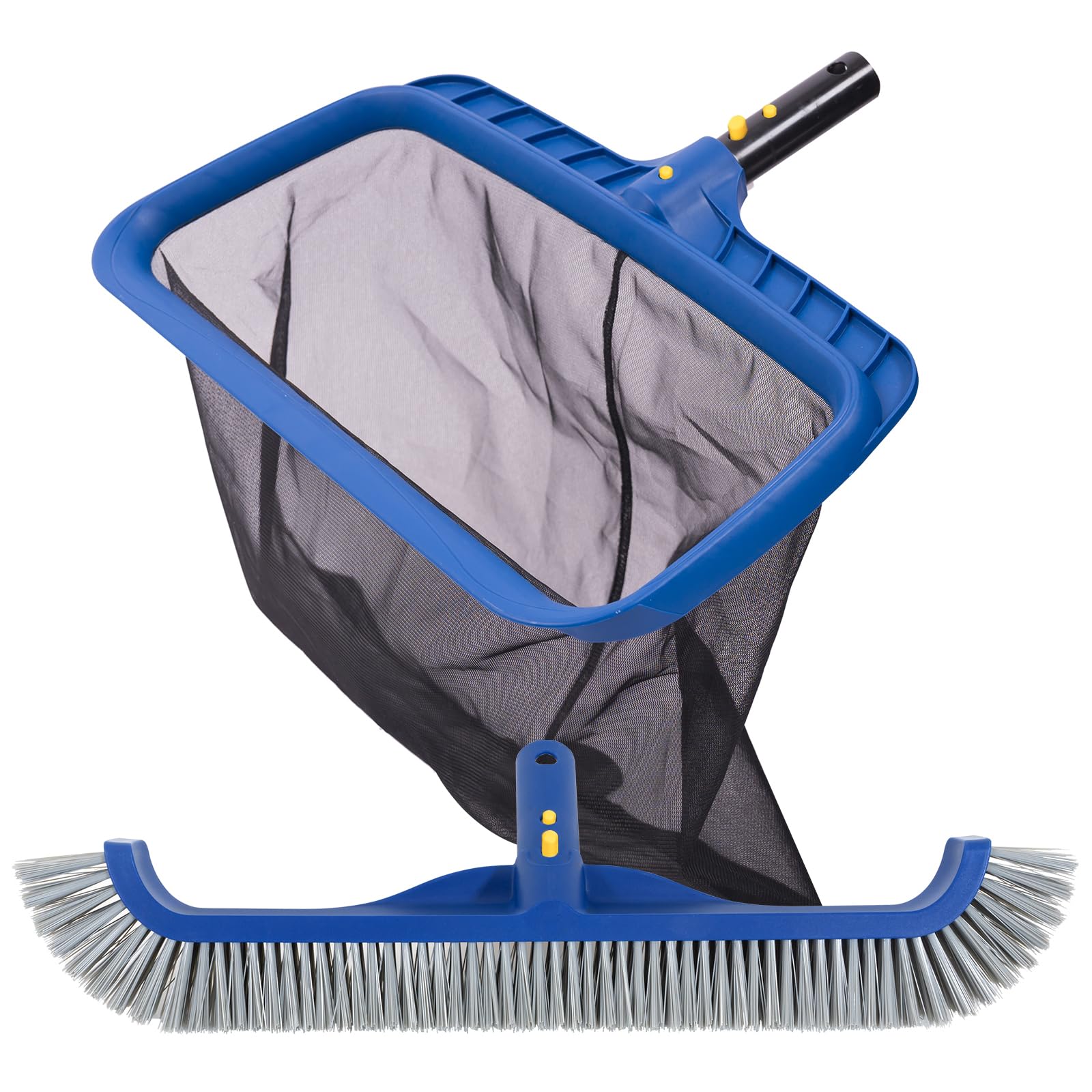 POOLAZA Kit de nettoyage de piscine, filet de skimmer de piscine à mailles fines & brosse de piscine de 45 cm, skimmer de piscine à cadre stable & tête de brosse de piscine professionnelle pour