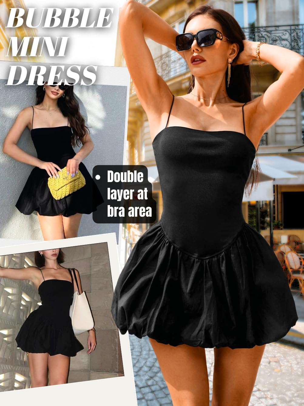 Bubble Corset Dress, Drop Waist Sexy Spaghetti Strap, Going Out Birthday, Square Neck Mini Dresses for Women - Image 2