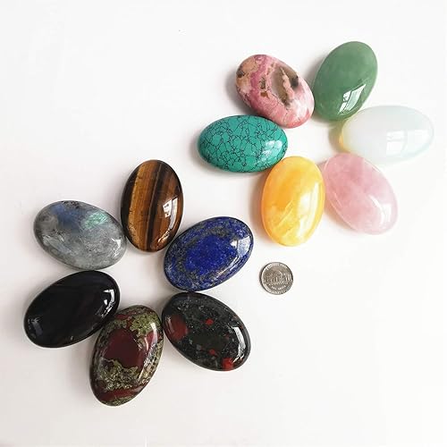 Miniatura 4 de Bacatgem Piedra de sangre natural de África, bolsillo ovalado de palma, cristal curativo para masaje, spa, piedra energética, cristal curativo para