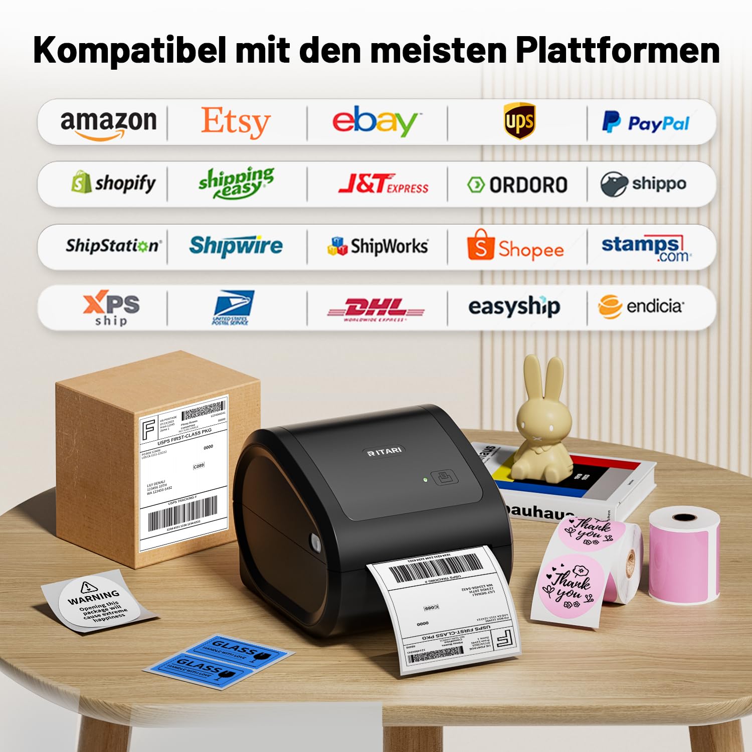 Itari Stampante Termica Bluetooth,Stampante Etichette Adesive per Codice a Barre, Compatibile con DHL Hermes,DPD,GLS,UPS