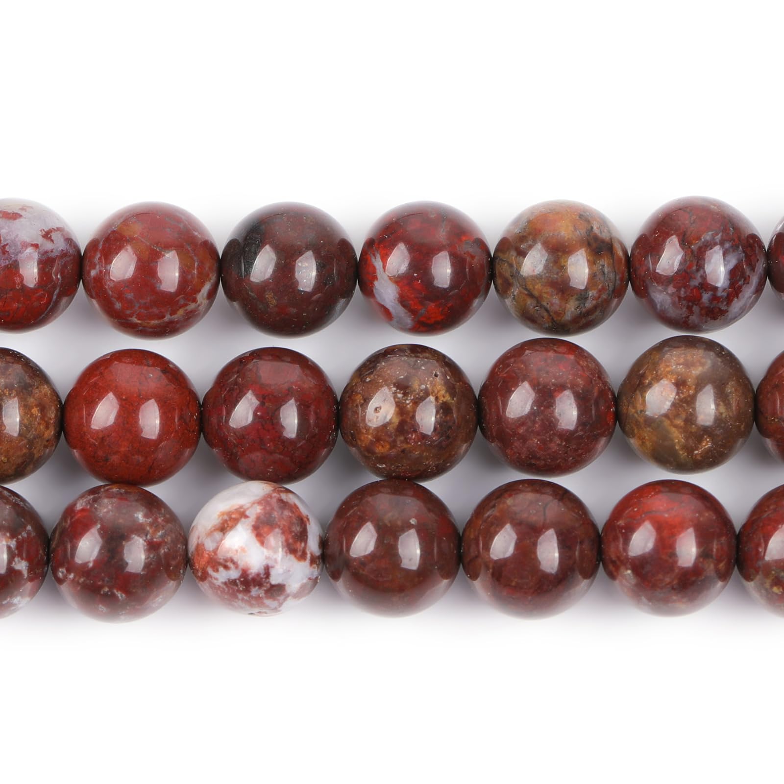 GEM-Inside Natural 8mm Red Poppy Flower Jasper Stone Round Gemstone Semi Precious Beads for Jewellery Making 15" - Image 3