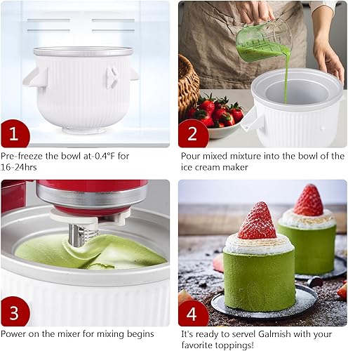 Miniatura 2 de Accesorio para máquina de helados Kitchenaid, cuenco de helado congelado de 2 cuartos para batidora de pie de 4.5567QT, máquina de helado sorbete
