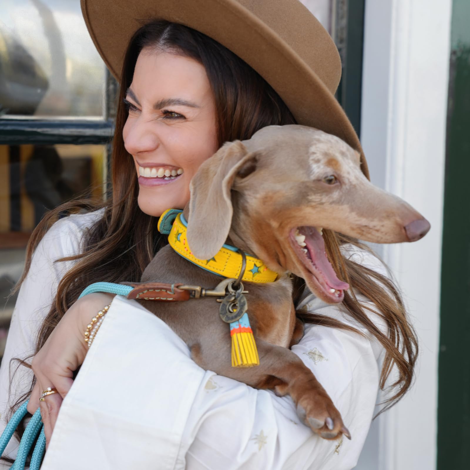 Handgefertigtes Hundehalsband XXXS – Buntes Sternen-Design, Gelb/blau, Aus Weichem Leder Für Sehr Kleine Hunde