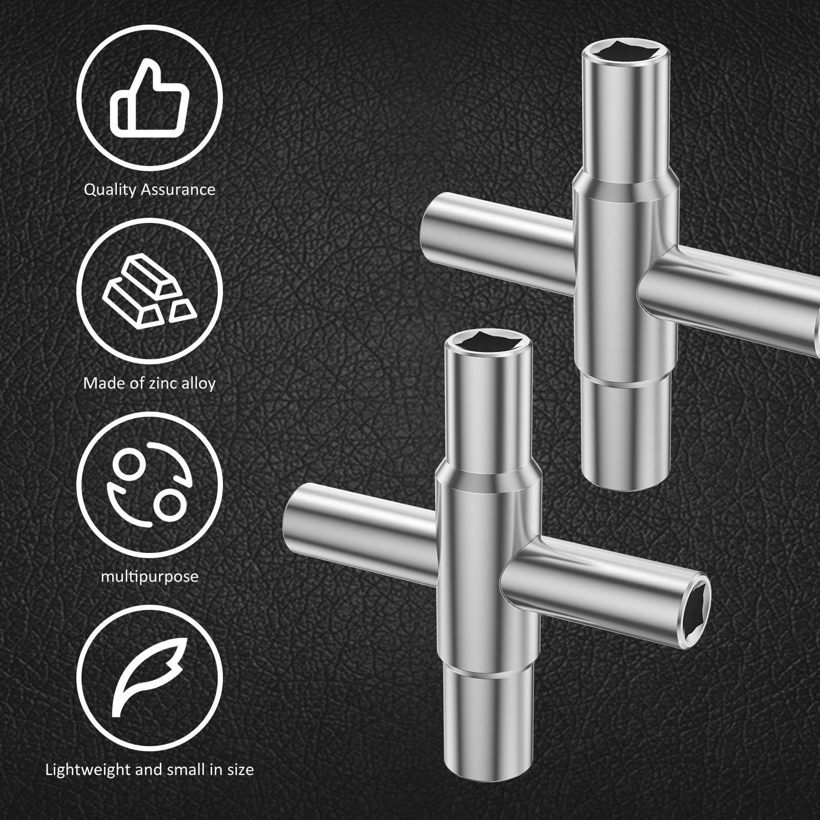 2/3Pcs 4 Way Sillcock Key - Zinc Alloy Water Utility Key