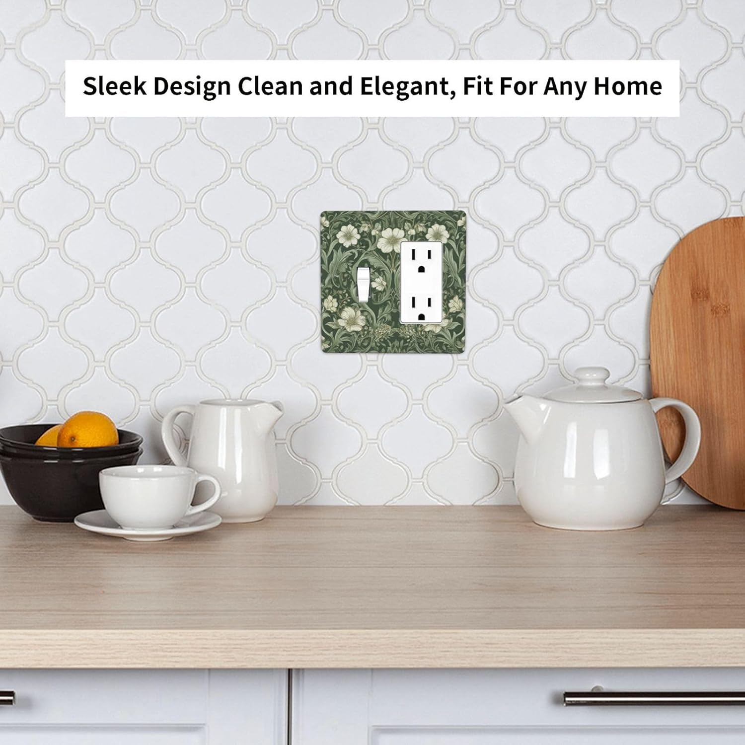 Outlet Covers William Morris Floral Green White Leaves Flowers 2 Gang Combo Light Switch Cover Plate Toggle Rocker Switch Plate Covers Decorative Switch Plates and Outlet Covers for Bedroom Decor