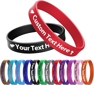 BEXOA 5-1000 Pcs Custom Rubber Bracelets Bulk, Personalized Silicone Wristbands with Text, Logo, Icon Customized Gifts for Events, Support, Fundraisers, Awareness, Motivation