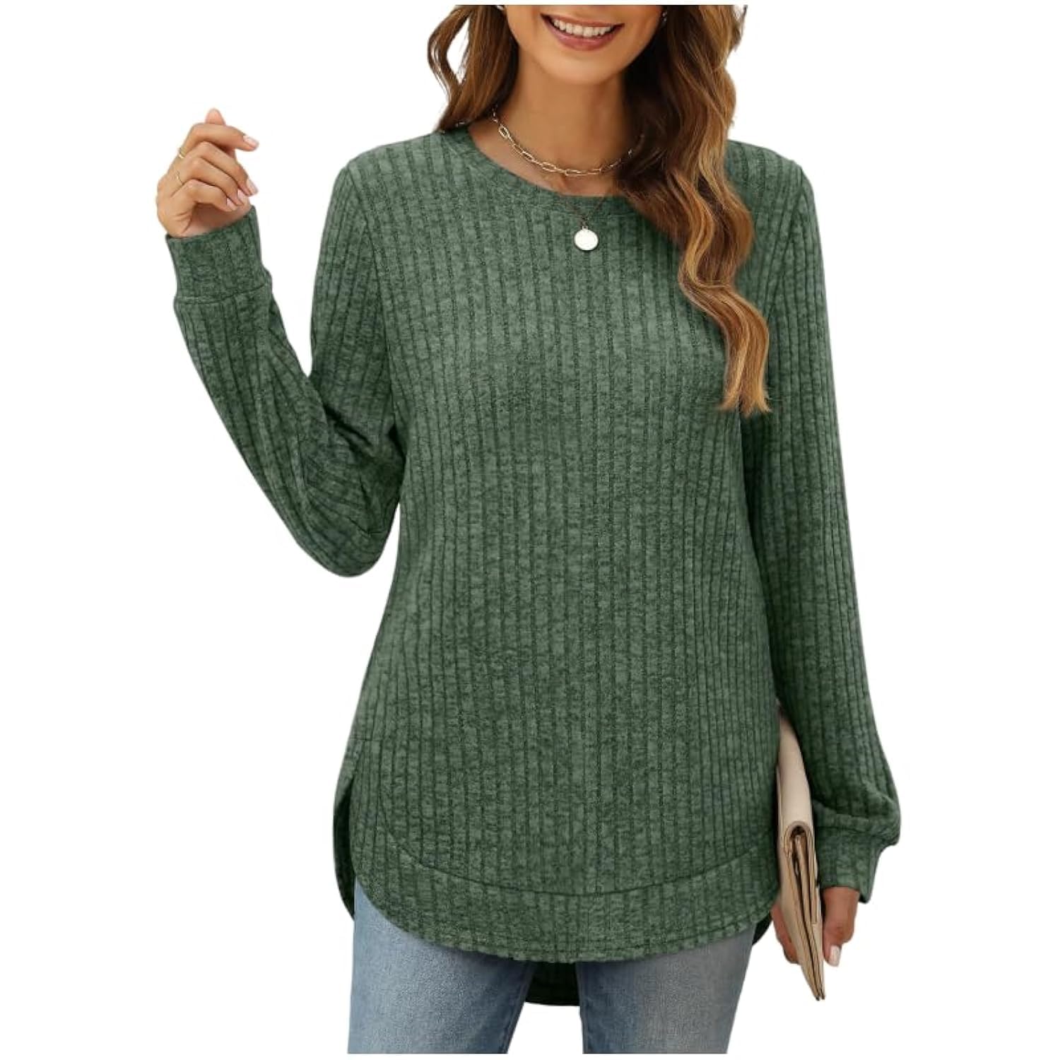 Women Fashion Sweaters Long Sleeve top Fall Clothes Trendy T-Shirt Blouse