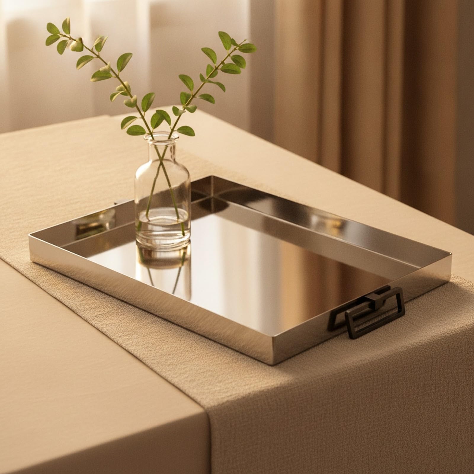 MagiDeal Vassoio Riflettente con Base Piatta Moderno, a Basso Profilo, Piatto, per Intrattenimenti, Ovale