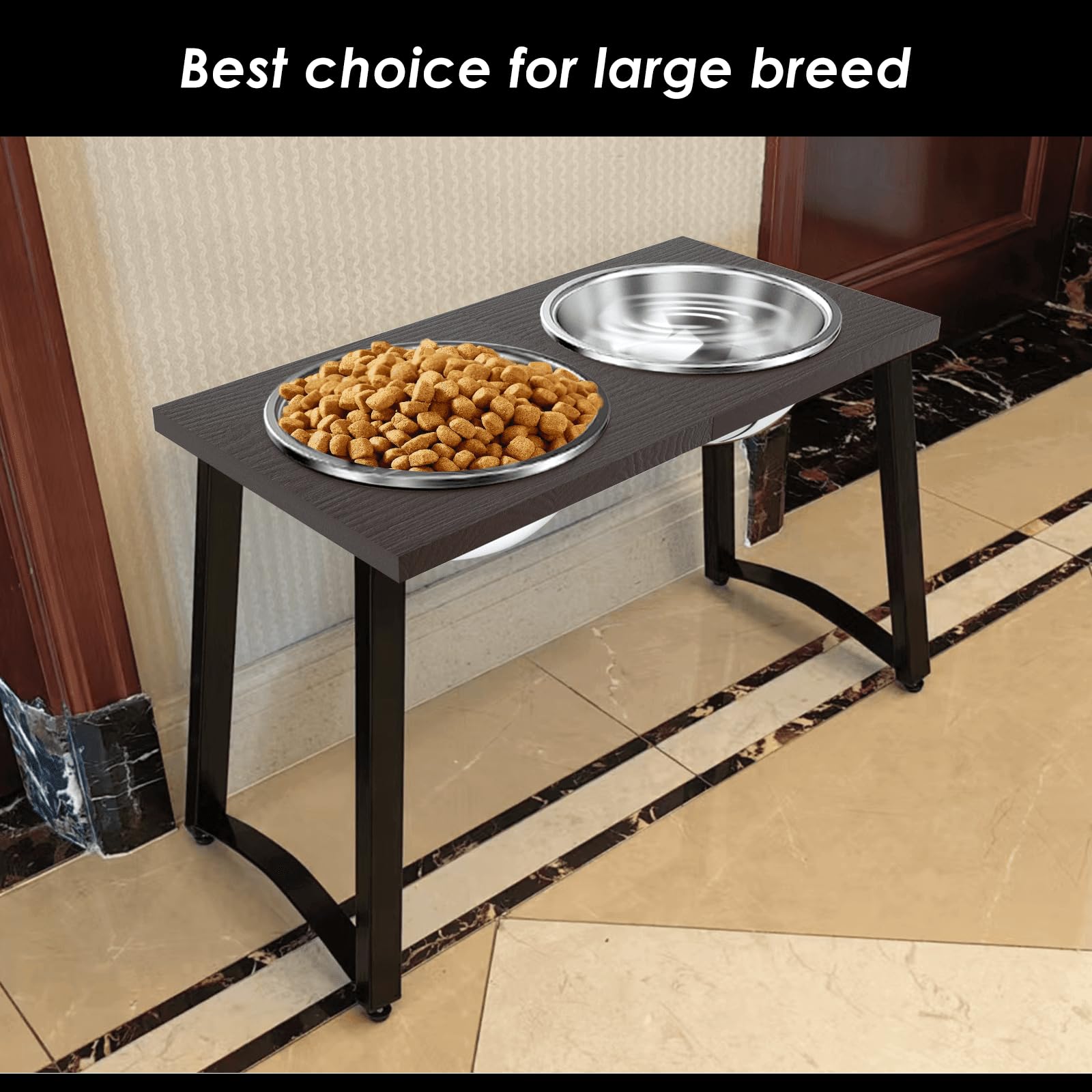 Cuencos elevados para Perros extragrandes con 2 Cuencos de Acero Inoxidable extragrandes, 3000 ml, Soporte Elevado de 16.5 Pulgadas de Alto, Cuencos de Comida y Agua para Razas Grandes, Perros