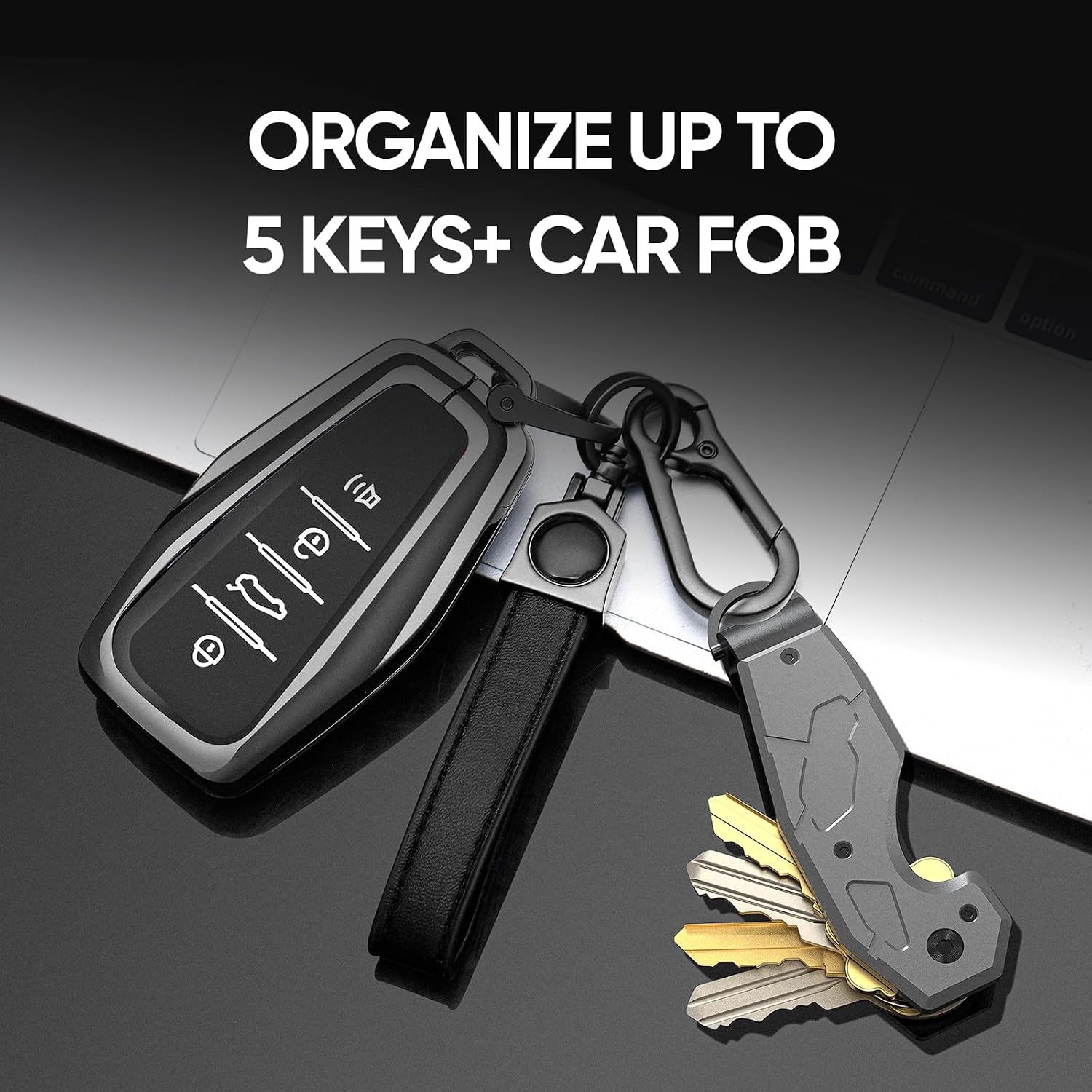 QEG Key Organizer,Keyholder Keychain, Compact Metal Key Case, Minimalist Key Fob,Keychain For Men,Holds 2-6keys