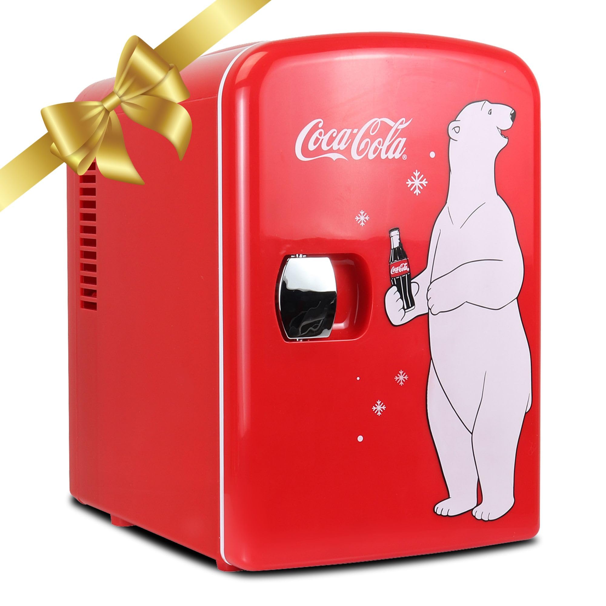 Coca Cola Polar Mini Fridge - Refrigerator for Bedroom Office, Portable Table Top Beverage Cooler, 12V 110V Refrigerador For Drinks, Soda, Wine, Use In Car, Dorm, Patio, 6 Can