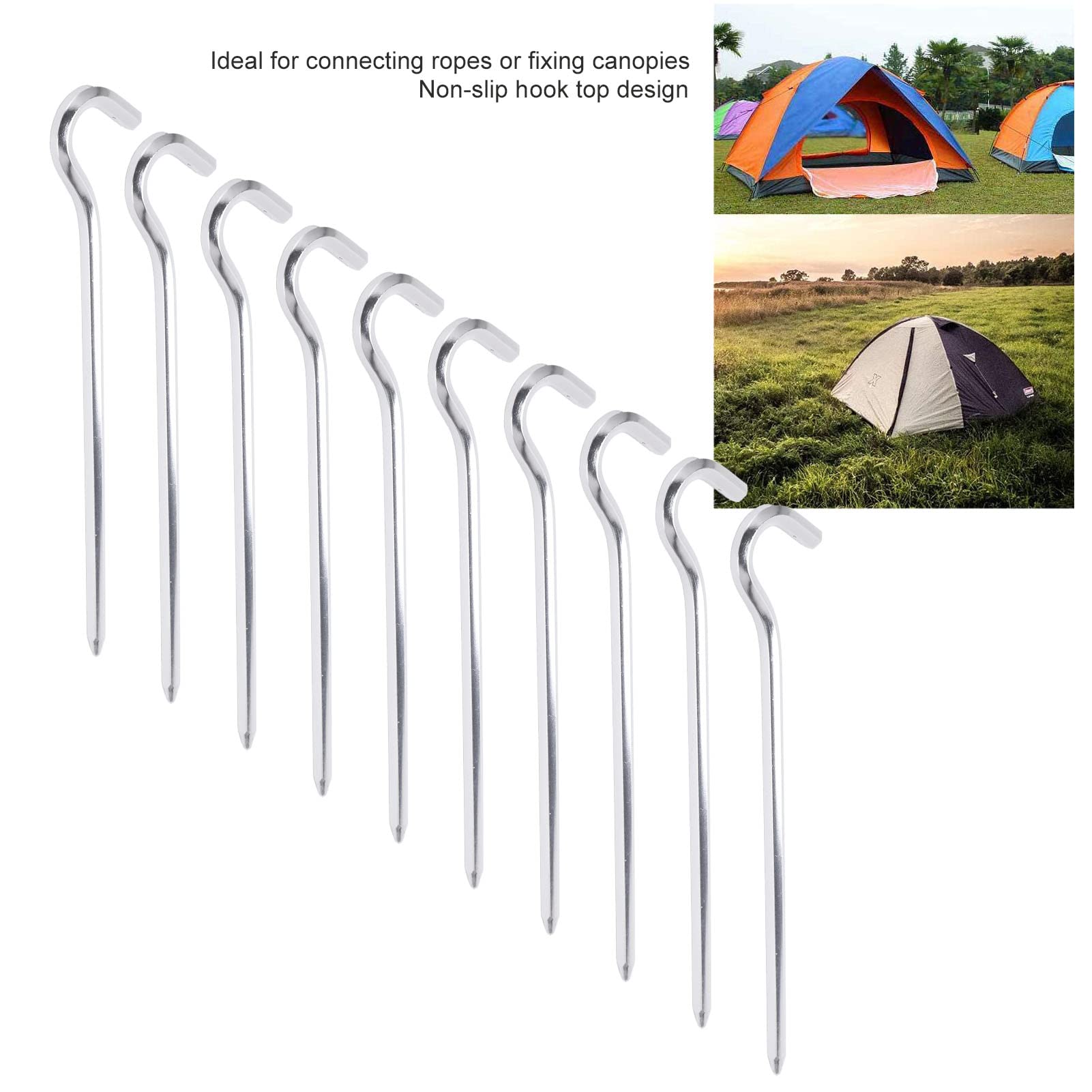 10 Picchetti Per Tenda In Metallo Zincato - Per Terreni Duri, Erba E Ghiaia, Ideali Per Campeggio Ed Escursioni - Foto 11