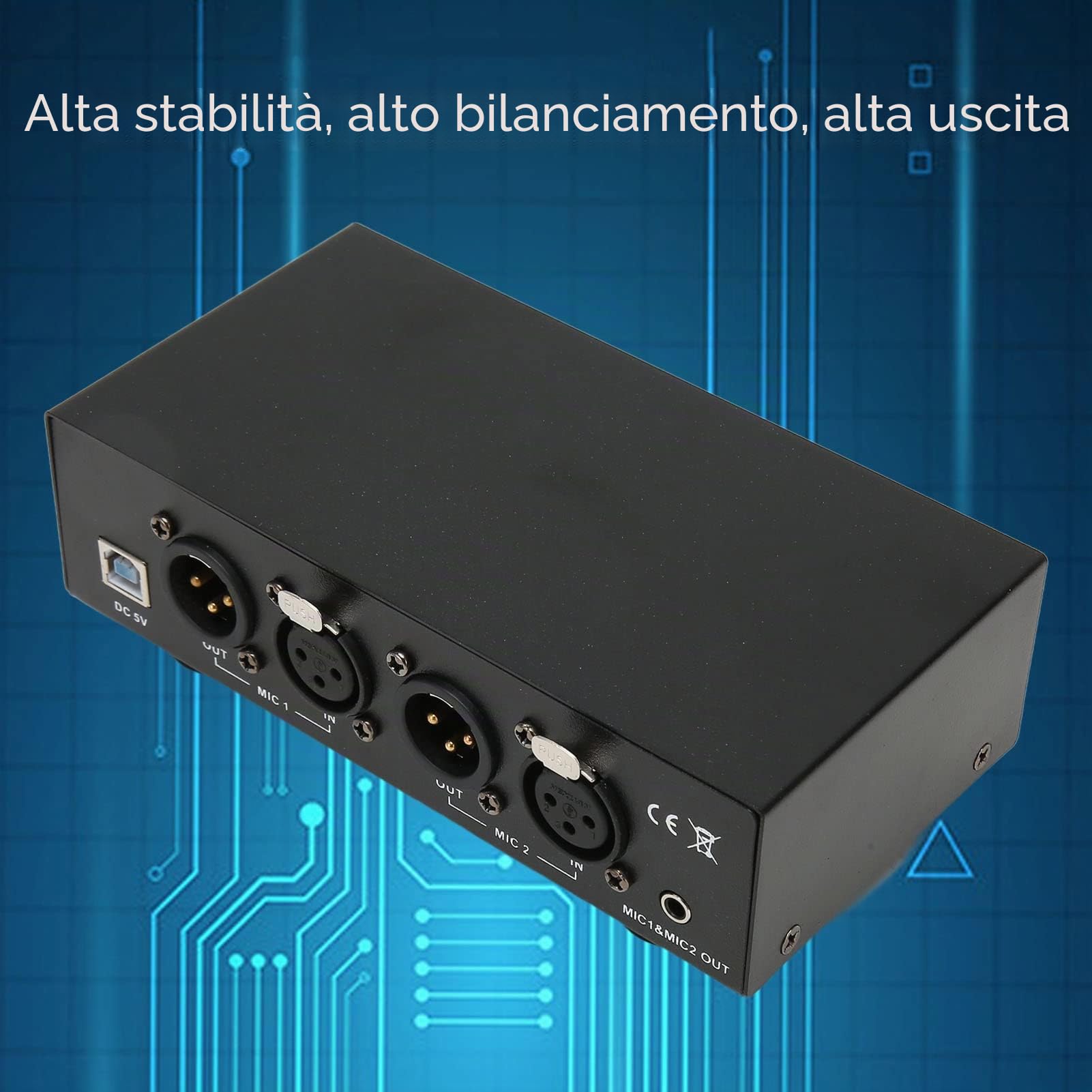 Alimentazione , Alimentazione a 2 Canali 48 V con Cavo XLR, Alimentatore Universale per Apparecchiature di Registrazione Musicale, Filtro Passa-basso