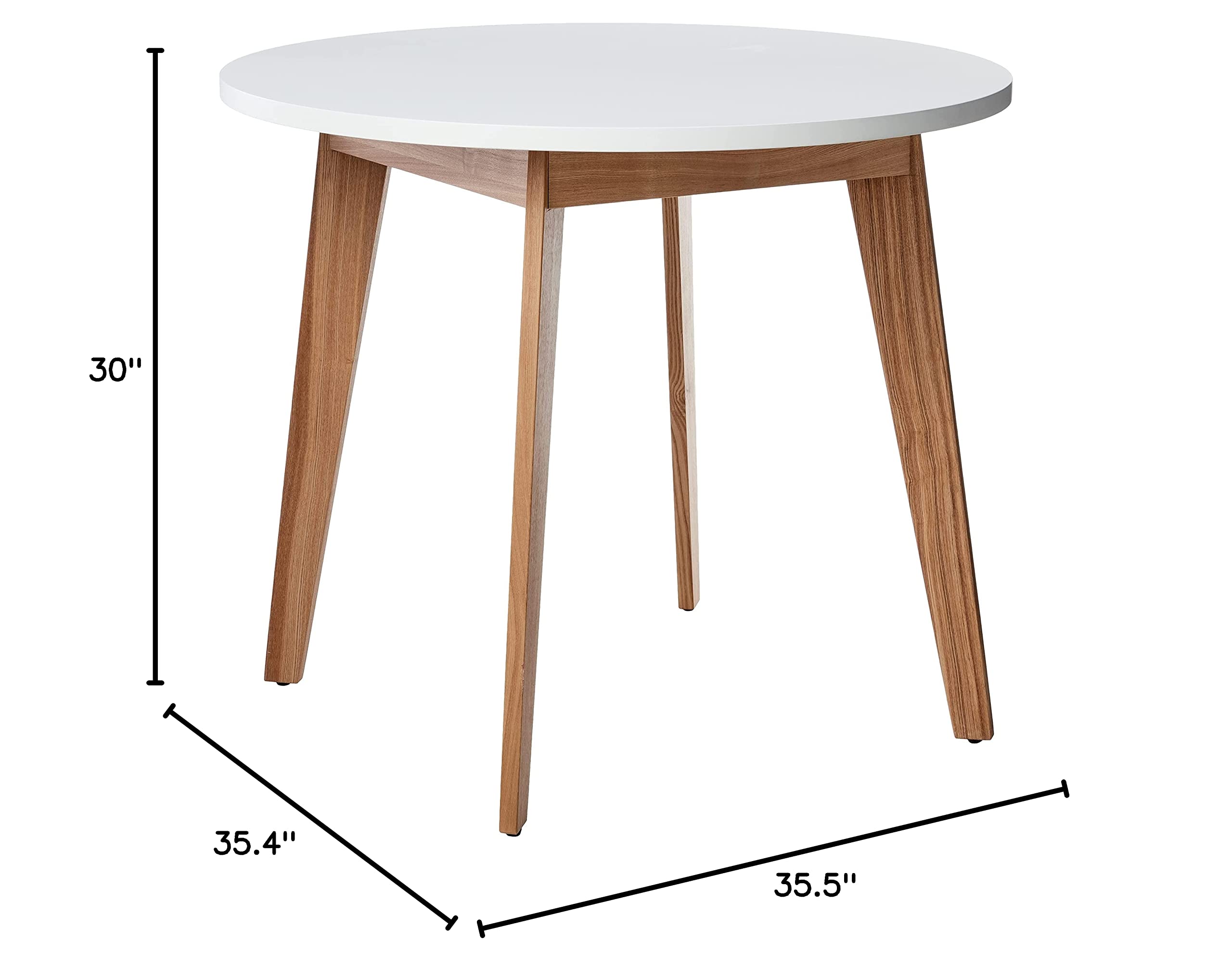 Amazon Brand – Rivet Noah Round Modern Ash Dining Table, 35.4"W, White