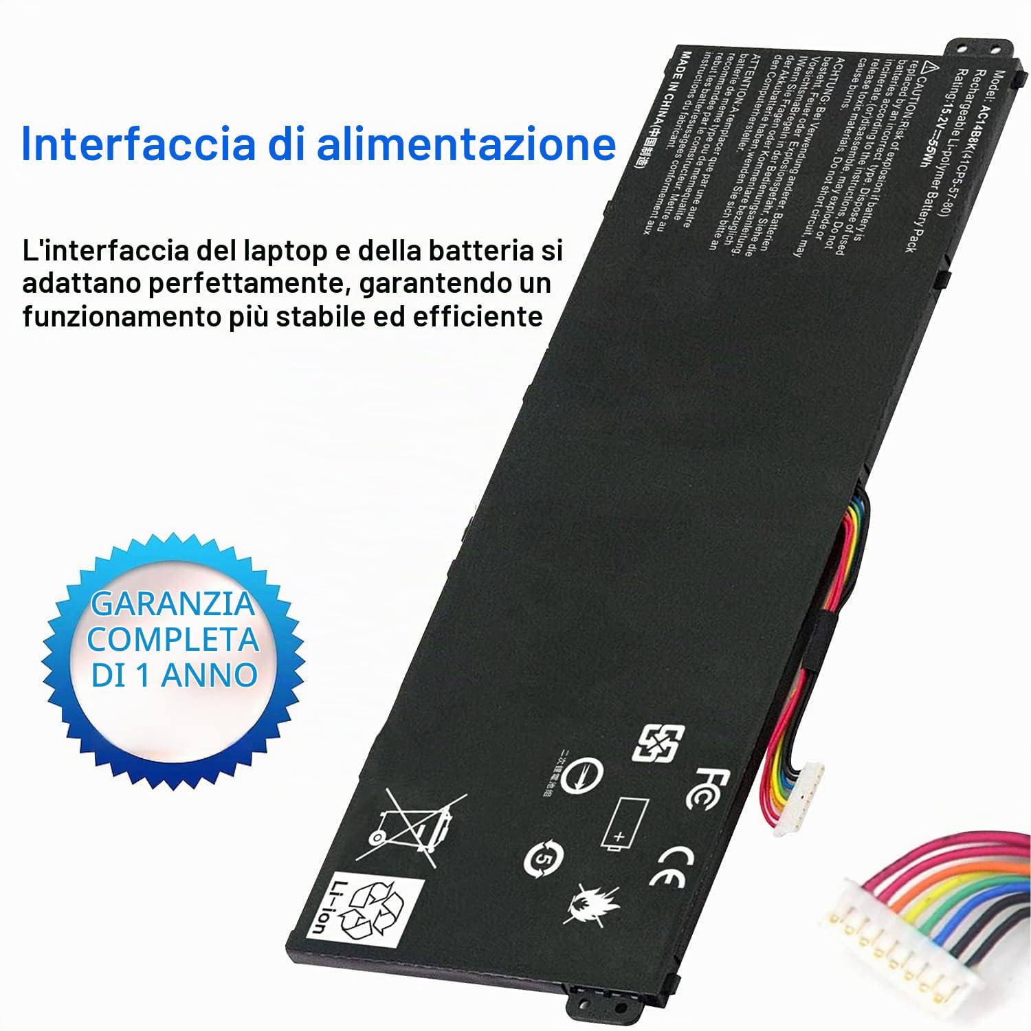 AC14B8K AC14B3K Batteria di ricambio per computer portatile Aspire A515-51 A517-51 E3-111 E5-771 ES1-431 ES1-511 ES1-512 V3-111 V3-112P V3-371 Chromebook 13 C8 10 15 C910 TravelMate Spin B1 15,2 V 55
