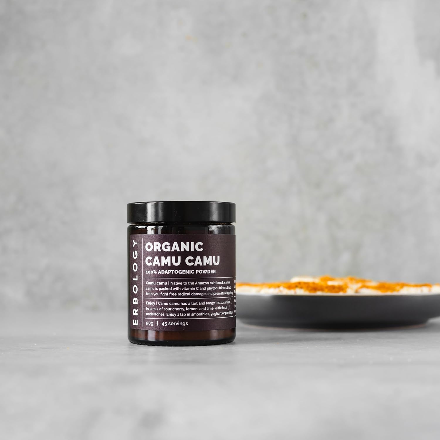 Erbology Organic Camu Camu Powder 3.2 oz - 45 Servings - Skin Health and Immunity Support - Rich in Vitamin C - Sustainably Sourced Straight from Farm in Peru - Small Batch - Vegan - GMO-Free