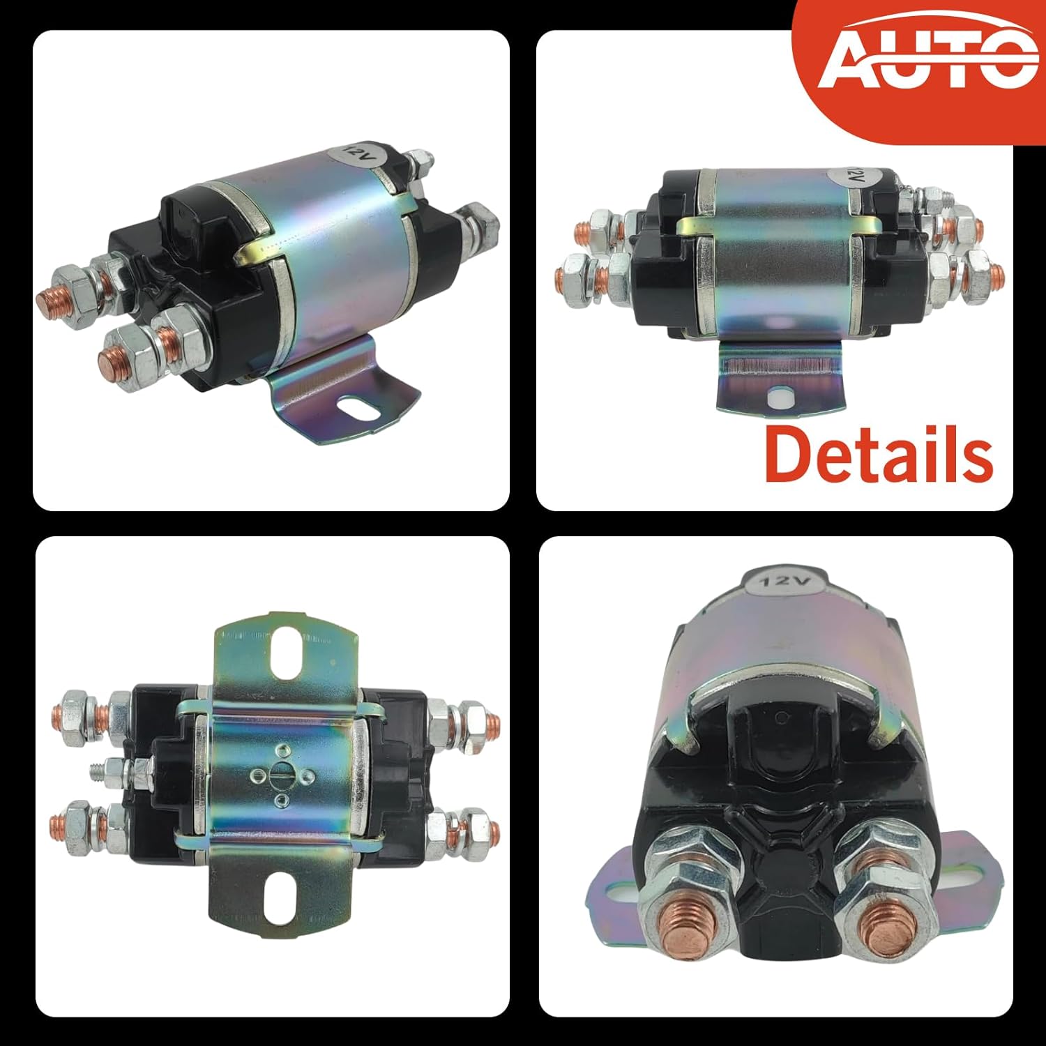 Continuous Duty Solenoid Relay 100 AMP 6 Terminal 12 Volt Compatible with White Rodgers 124-305111 24-910-11 5121440 512440 SO51214 2 Pack