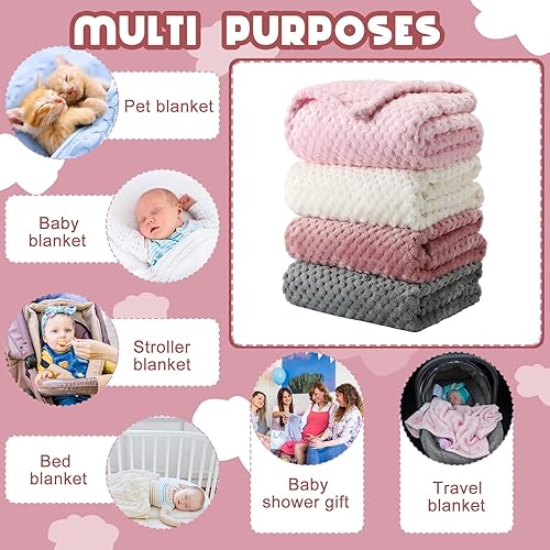 Miniatura 3 de Frienda 4 Pcs Baby Fuzzy Blanket Fluffy Baby Blanket for Boys Girls Soft Warm Infant Newborn Toddler Receiving Nursery Bed Supplies, 32 x 24 Bonito