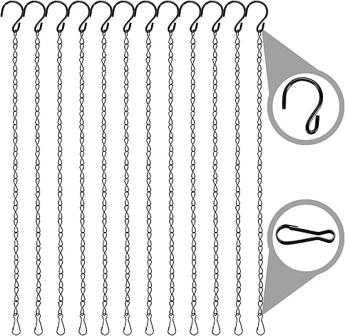 Paquete de 12 cadenas colgantes con ganchos, colgadores de plantas de jardín de 19.7 pulgadas para jardineras, canastas, comederos de pájaros,