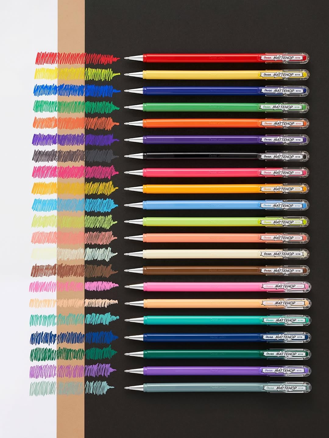 Pentel Arts Mattehop Gel Pen, (1.0mm), Bold Line, 8 Assorted Colors (K110VBP8M2)